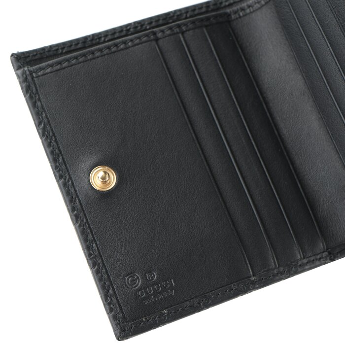 Gucci Micro GG Guccissima Leather Small Bifold Wallet 510318 BlackProduct Thumbnail