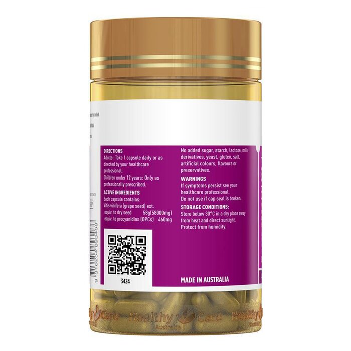 헬시 케어 Healthy Care High Strength Grape Seed 58000mg 200 capsulesProduct Thumbnail