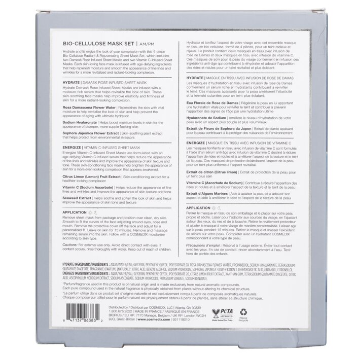 CosMedix Bio Cellulose Radiant & Rejuvenating Sheet Mask Set 4pcs/1 BoxProduct Thumbnail