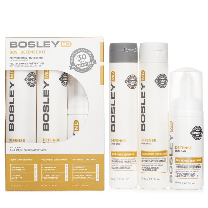 Bosley MD BosDefense Color Safe Starter Kit: Nourishing Shampoo 5.1oz+Volumizing Conditioner 5.1oz+Leave In Treatment 3.4oz 3pcsProduct Thumbnail