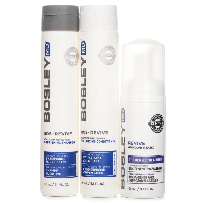 Bosley MD BosRevive Volumizing Non Color Treated Kit: Nourishing Shampoo 5.1oz+ Volumizing Conditioner 5.1oz+ Treatment 3.4oz 3pcsProduct Thumbnail