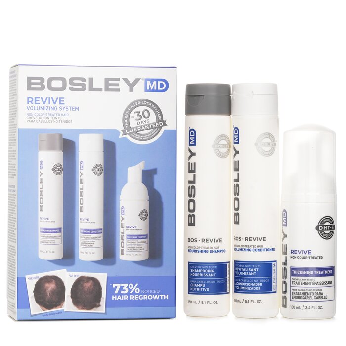 Bosley MD BosRevive Volumizing Non Color Treated Kit: Nourishing Shampoo 5.1oz+ Volumizing Conditioner 5.1oz+ Treatment 3.4oz 3pcsProduct Thumbnail