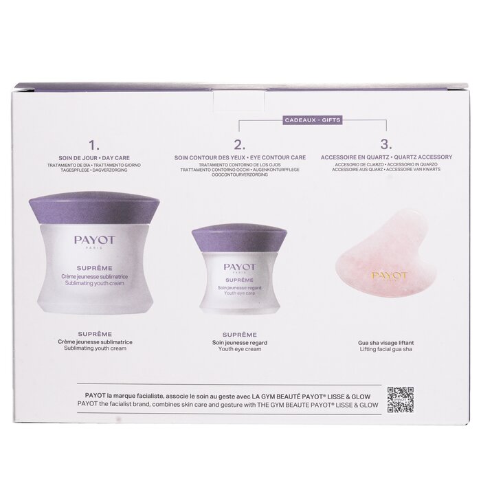 Payot Supreme Global Total Youth Care Ritual Gift Set: Sublimating Youth Cream 50ml + Youth Eye Care 15ml + Mini GuaSha 1pc 3pcsProduct Thumbnail