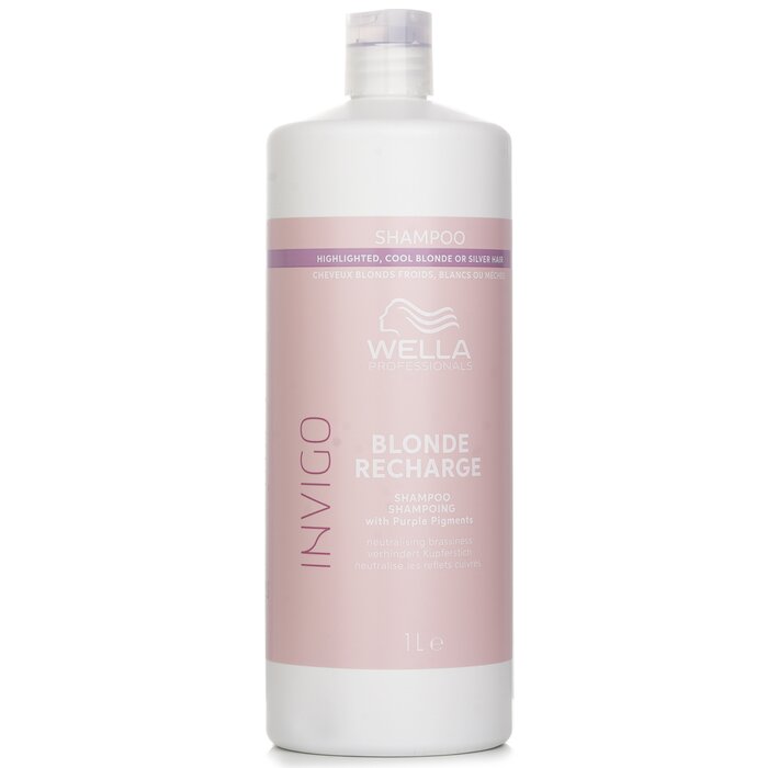 Wella Invigo Blonde Recharge Shampoo With Purple Pigments Highlighted, Cool Blonde Or Silver Hair 1000mlProduct Thumbnail