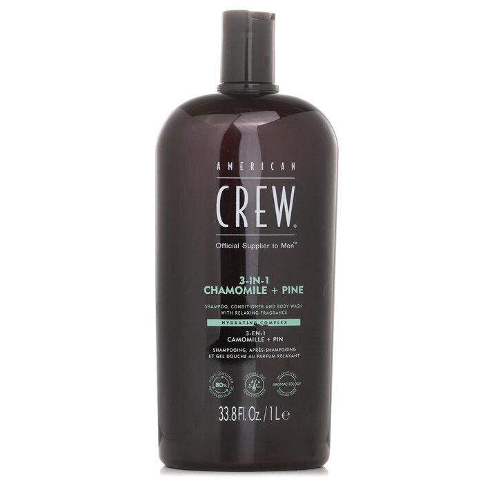 American Crew 3-in-1 Chamomile + Pine Shampoo, Conditioner And Body Wash (Packaging Slightly Damaged) 1000ml/33.8ozProduct Thumbnail