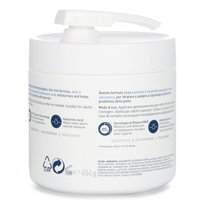 CeraVe Moisturising Cream For Dry to Very Dry Skin (With Pump) 454g/16ozProduct Thumbnail
