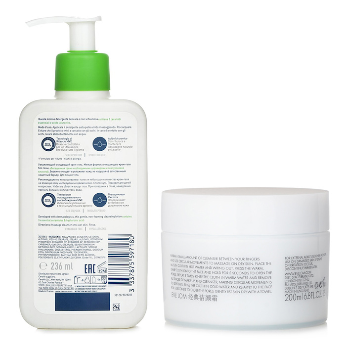 Eve Lom Eve Lom Cleanser 236ml X CeraVe Hydrating Cleanser For Normal to Dry Skin (With Pump) 200ml 2pcsProduct Thumbnail