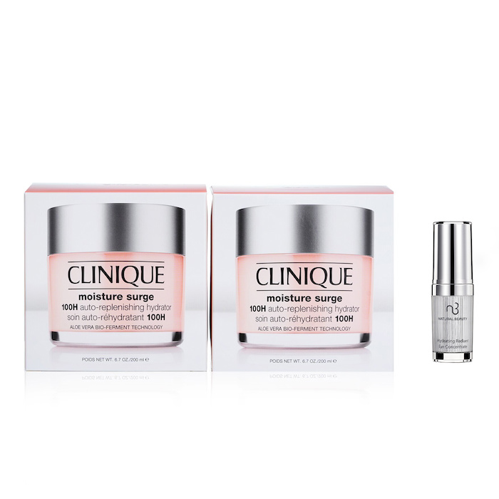 Clinique Clinique Moisture Surge 100H Auto-Replenishing Hydrator (Jumbo Size) Duo Pack 2x200ml X Natural Beauty Hydrating Radiant Eye Concentrate (Exp Date: 02/2026) 15ml 2pcsProduct Thumbnail