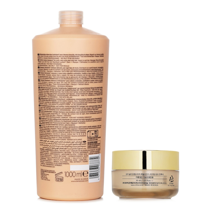 Kerastase Kerastase Curl Manifesto Bain Hydratation Douceur Shampoo Gentle Creamy Shampoo - For Curly, Very Curly & Coily Hair (Salon Size) 1000ml X Ottie Gold Prestige Resilience Lifting Eye Contour 30ml 2pcsProduct Thumbnail