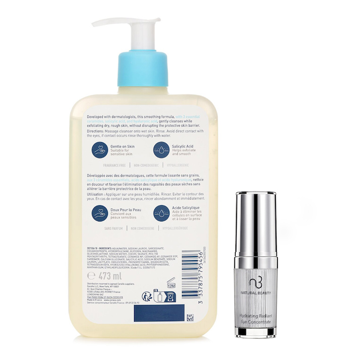 CeraVe CeraVe SA Smoothing Cleanser (Random Packaging) 473ml X Natural Beauty Hydrating Radiant Eye Concentrate (Exp Date: 02/2026) 15ml 2pcsProduct Thumbnail