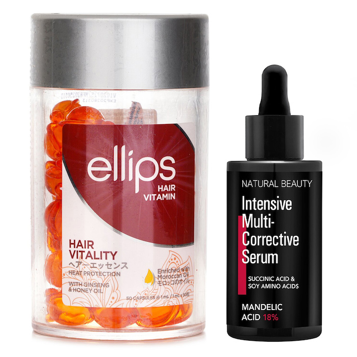 Ellips Ellips Hair Vitamin Oil - Hair Vitality 50capsules x1ml X Natural Beauty Intensive Multi-Corrective Serum - Mandelic Acid 18% (Exp Date: 12/2025) 35ml 2pcsProduct Thumbnail