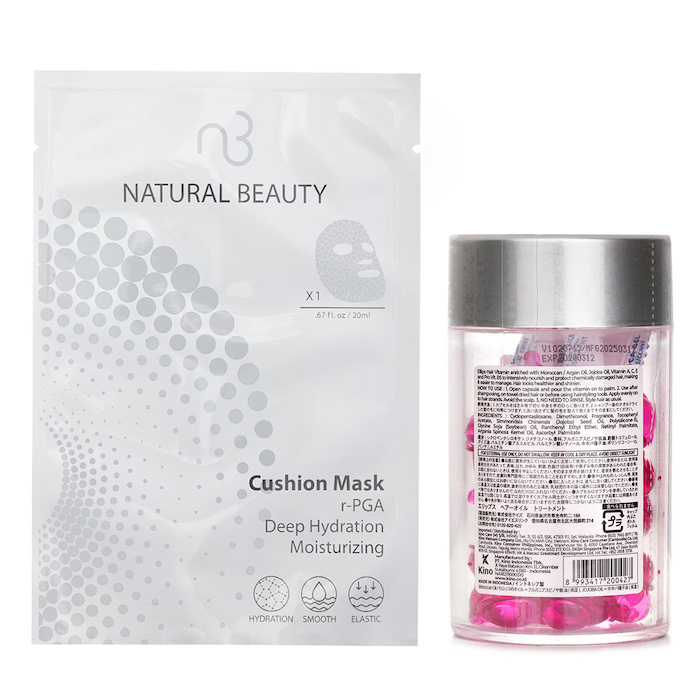 Ellips Ellips Hair Vitamin Oil - Hair Treatment 50capsules x1ml X Natural Beauty r-PGA Deep Hydration Moisturizing Cushion Mask (Exp Date: 01/2026) 6x 20ml 2pcsProduct Thumbnail