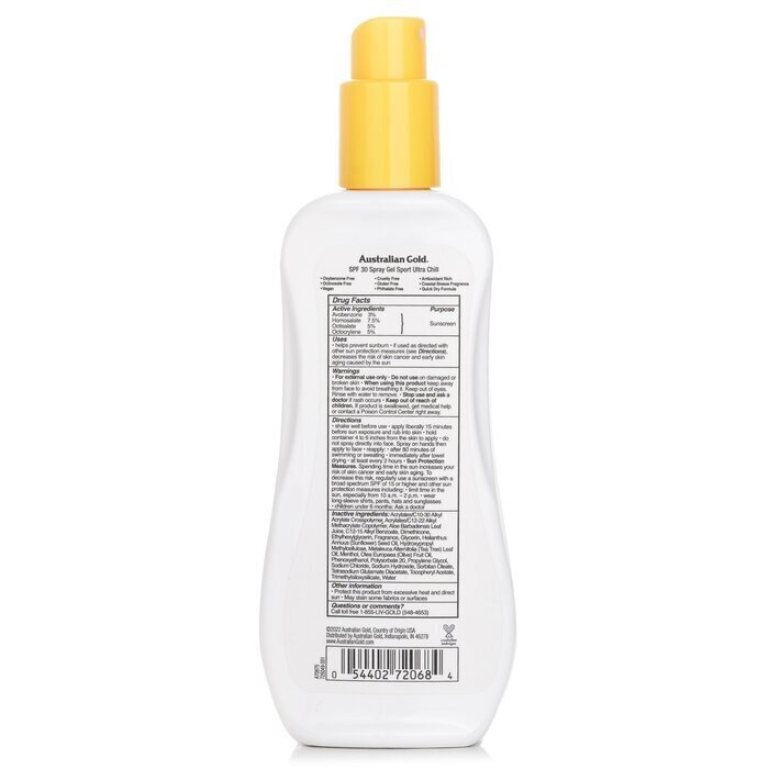 Australian Gold Extreme Sport Spray Gel with Ultra Chill SPF 30(Exp Date:31/12/2025) 237ml/8ozProduct Thumbnail