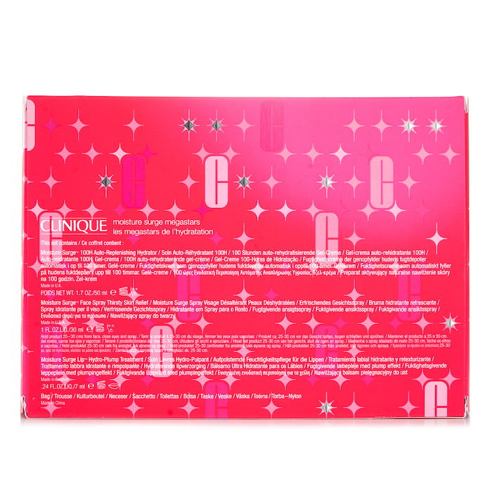Clinique Moisture Surge Set: Moisture Surge 100H 50ml + Moisture Surge Face Spray 30ml + Moisture Surge Lip Treatment 7ml+Bag 4pcsProduct Thumbnail