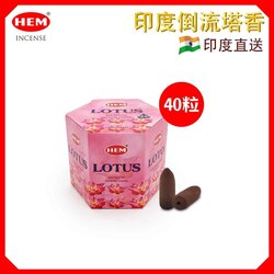 HEM HEM - (倒流圓錐香薰40粒六角形盒裝)LOTUS蓮花味印度進口純天然手工制倒流塔香 瑜珈塔香 錐粒香 錐形香 子彈型瑜伽冥想專用香薰粒 下流香 瀑布香 HCONE-MBF-LOTUS