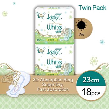 Kotex - White Maxi Pads 23cm x2(Fast absorbing,Rapid-Dry, Extra Protection)  
