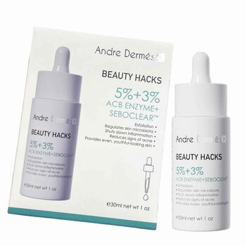 Andre Dermes Beauty Hacks 5 Percent ACB Enzyme Plus 3 Percent Seboclear Serum 30ml