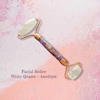 Facial Roller | White Quartz | Amethyst  
