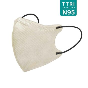 HAOFA 3D N95 (Taiwan N95 Specification) Apricot Gray | 30 Pieces M Size Fixed Size