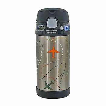 보온병 THERMOS FUNtainer Stainless Steel Vacuum Insulated Drink Bottle (Flight Path) 355ml