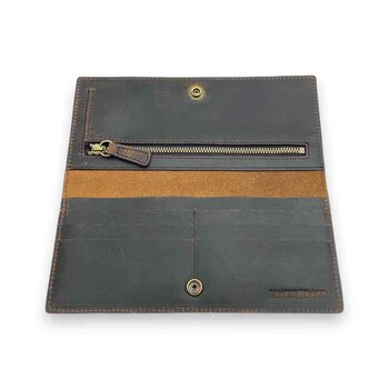 Leatheraft LENNON Crazy Horse Leather Travel Long Wallet(Dark Brown) 19.7x9cm
