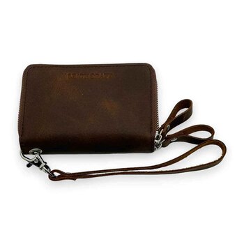 Leatheraft RHYS Distressed Leather Card And Key Pouch / Case(Coffee) 11.5x8x3.5cm
