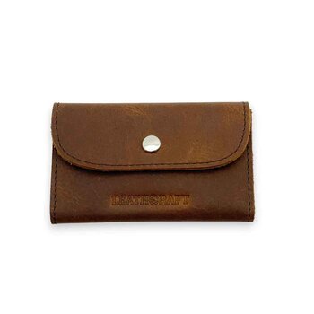Leatheraft TRIPP Distressed Leather Business Card Case / Coin Pouch(coffee) 10.1x6.2cm