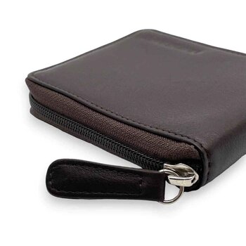 Leatheraft TRISTAN Business Genuine Leather RFID Zip Coin Wallet Full Grain Cowhide From Us(Brown) 4.4"x3.75"x0.7"