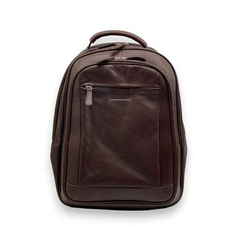 Leatheraft VERNON Business Leather Zipped Travel Backpack(brown) 17.20"x12.50" x