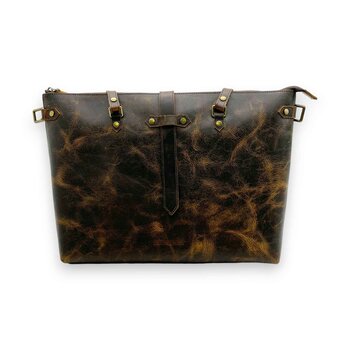 Leatheraft Bolso de hombro de cuero Crazy Horse de Morgan Business (marrón oscuro) 44x29x16cm