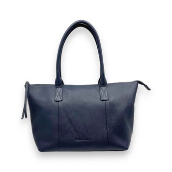 Leatheraft SHILOH Pebbled Grain Cowhide Casual RFID Shoulder Bag(Navy) 42x26x14cm