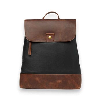 Leatheraft CELESTE Leather RFID Casual Zipped Backpack - Black 29.21x31.75x8.8