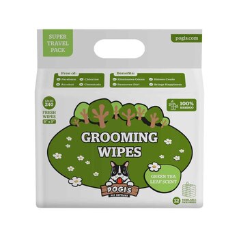 Pogi's 寵物護理濕巾 - 綠茶香 (240張/包) 20 x 23 厘米- # Green tea 240pcs