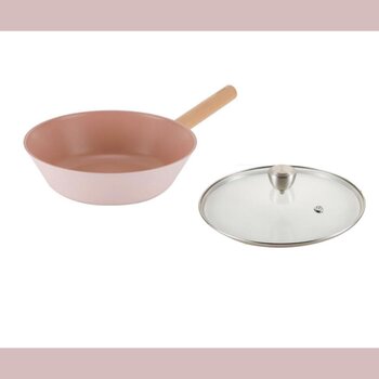 Neoflam Classic PinkWood 28cm Wok with Glass Cover (suitable for IH) 0