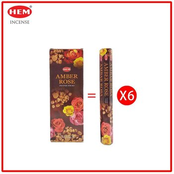 HEM HEM - (Buy 1 Get 2 Free)(20pcs per Hexagonal Box) AMBER ROSE INDIA natural Indian handmade incense sticks HI-AMBER-ROS Fixed size