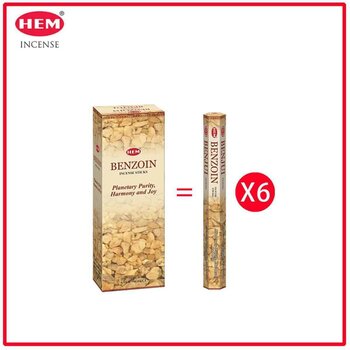 HEM HEM - (Buy 1 Get 2 Free)(20pcs per Hexagonal Box) BENZOIN natural Indian handmade incense sticks HI-BENZOIN Fixed size