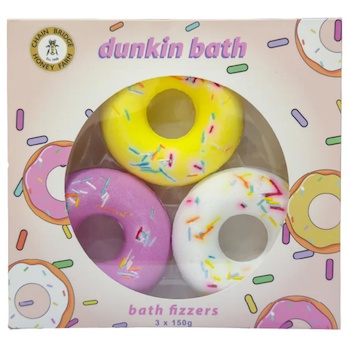 Chain Bridge Honey Farm Chain Bridge Honey Farm Donut Bath Bomb Gift Set of 3, Viral Colorful Fizzing Bath Salts, Moisturizing Skin Bubble Bath 450g