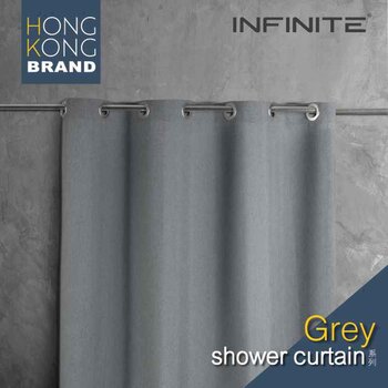INFINITE 無掛勾防水浴簾 - 灰色- # Fixed Size Picture Color