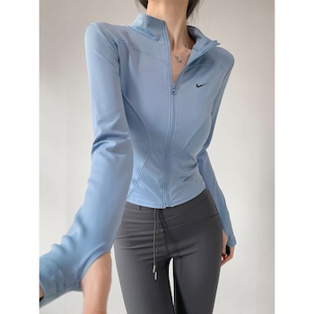 ETMall 30 Off Clearance Store Quick Dry Womens Sports Jacket Slim Fit Zipper Stretch Yoga Wear Long Sleeve Running Fitness Top L