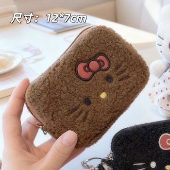 ETMall Cute Cartoon Plush Handbag CCD Camera Mini Embroidered Coin Purse for Women Korean and Japanese Style Brown Plush Bag