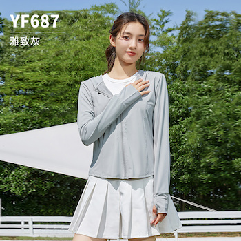 ETMall PGM Women's Golf UPF50 Lightweight Sun Protection Hooded Jacket One Size Elegant Gray