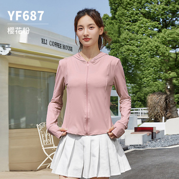 ETMall PGM Women's Golf UPF50 Lightweight Sun Protection Hooded Jacket One Size Sakura Pink