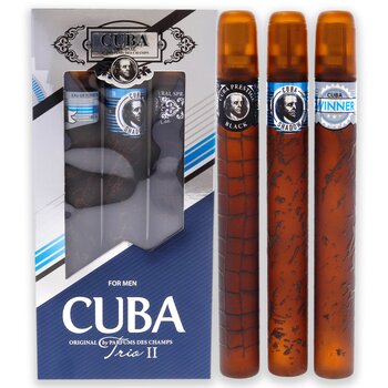 Cuba Cuba Trio by Cuba for Men Pc Gift Set Cuba Winner EDT Spray, Cuba Shadow EDT Spray, Cuba Prestige Black EDT Spray 3 Pc Gift Set