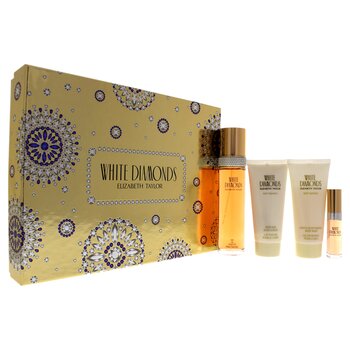 Elizabeth Taylor White Diamonds by Elizabeth Taylor for Women - 4 Pc Gift Set 3.3oz EDT Spray, 3.3oz Gentle Moisturizing Body Wash, 3.3oz Perfumed Body Lotion, 10ml EDT Spray 4 Pc Gift Set