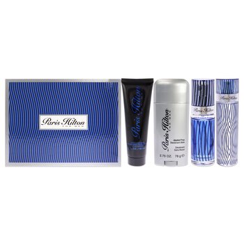 Paris Hilton Paris Hilton para hombre - Set de regalo de 4 piezas: EDT en aerosol de 100 ml, gel de ducha para cabello y cuerpo de 85 ml, desodorante en barra sin alcohol de 75 ml, EDT en aerosol de 10 ml 4 Pc Gift Set