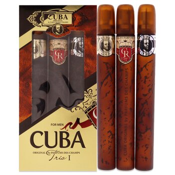 Cuba Cuba Trio 1 by Cuba for Men - 3 Pc Gift Set 1.17oz Cuba Gold EDT Spray, 1.17oz Cuba Royal EDT Spray, 1.17oz Cuba VIP EDT 3 Pc Gift Set