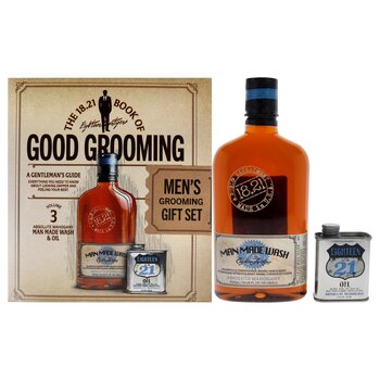 18.21 Man Made Book of Good Grooming Volume 3 Set - Absolute Mahogany by 18.21 Man Made for Men - 2 Pc 18oz Man Made Wash 3-In-1 Shampo 2 Pc