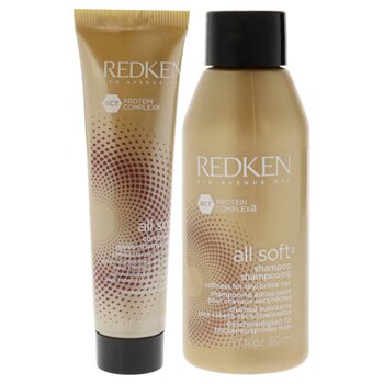 Redken All Soft Shampoo and Conditioner Kit by Redken for Unisex - 2 Pc Kit 1.7oz Shampoo, 1oz Conditioner 2 Pc Kit