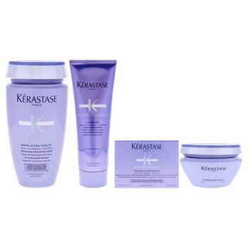 Kerastase Blond Absolu Kit by Kerastase for Unisex - 3 Pc Kit 8.5oz Blond Absolu Bain Ultra-Violet Shampoo, 8.5oz Blond Absolu Cic 3 Pc Kit
