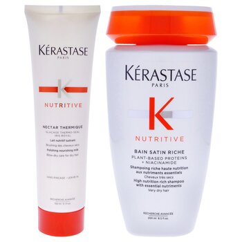 Kerastase Nutritive Kit by Kerastase for Unisex - 2 Pc Kit 8.5oz Nutritive High Nutrition Rich Shampoo, 5.1oz Nutritive Nectar The 2 Pc Kit